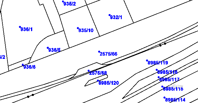 Parcela st. 2575/66 v KÚ Skvrňany, Katastrální mapa