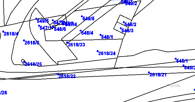 Parcela st. 2618/24 v KÚ Skvrňany, Katastrální mapa