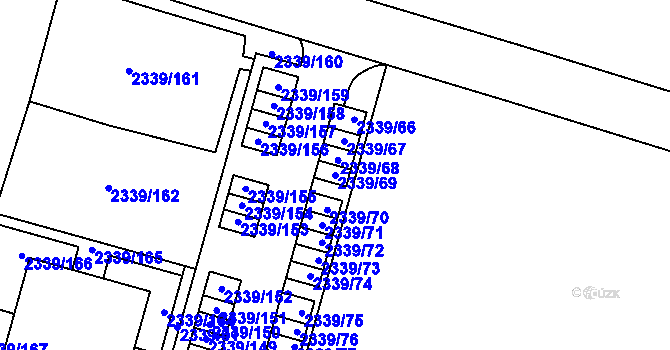 Parcela st. 2339/69 v KÚ Skvrňany, Katastrální mapa