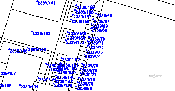 Parcela st. 2339/72 v KÚ Skvrňany, Katastrální mapa
