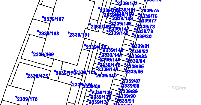 Parcela st. 2339/144 v KÚ Skvrňany, Katastrální mapa