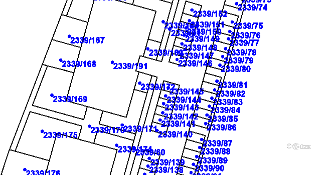 Parcela st. 2339/145 v KÚ Skvrňany, Katastrální mapa