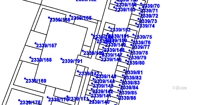 Parcela st. 2339/147 v KÚ Skvrňany, Katastrální mapa