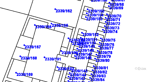 Parcela st. 2339/150 v KÚ Skvrňany, Katastrální mapa