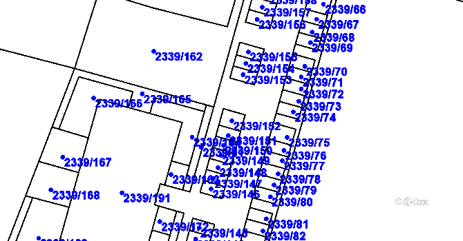 Parcela st. 2339/152 v KÚ Skvrňany, Katastrální mapa