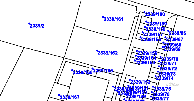 Parcela st. 2339/162 v KÚ Skvrňany, Katastrální mapa