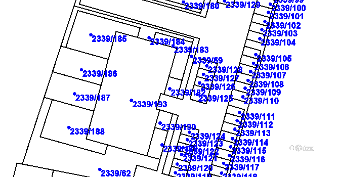Parcela st. 2339/182 v KÚ Skvrňany, Katastrální mapa