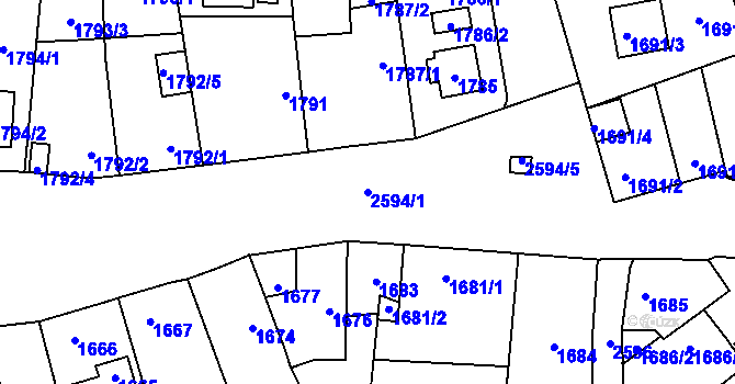 Parcela st. 2594/1 v KÚ Skvrňany, Katastrální mapa