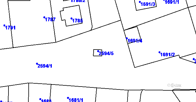 Parcela st. 2594/5 v KÚ Skvrňany, Katastrální mapa