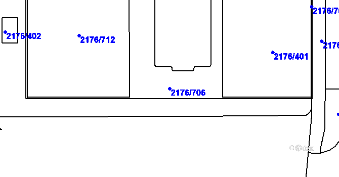 Parcela st. 2176/706 v KÚ Skvrňany, Katastrální mapa