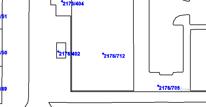 Parcela st. 2176/712 v KÚ Skvrňany, Katastrální mapa