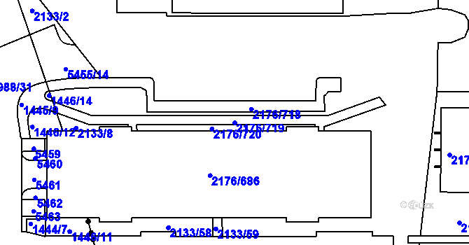 Parcela st. 2176/719 v KÚ Skvrňany, Katastrální mapa