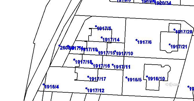 Parcela st. 1917/15 v KÚ Skvrňany, Katastrální mapa