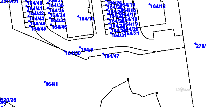 Parcela st. 164/47 v KÚ Skvrňany, Katastrální mapa