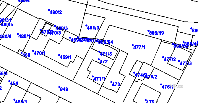 Parcela st. 471/3 v KÚ Lobzy, Katastrální mapa