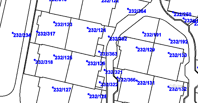 Parcela st. 232/363 v KÚ Lobzy, Katastrální mapa