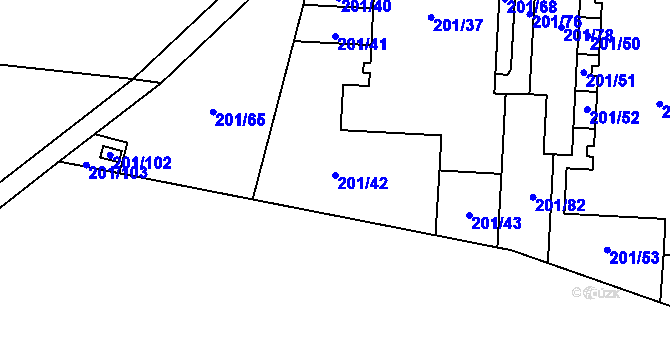 Parcela st. 201/42 v KÚ Lobzy, Katastrální mapa
