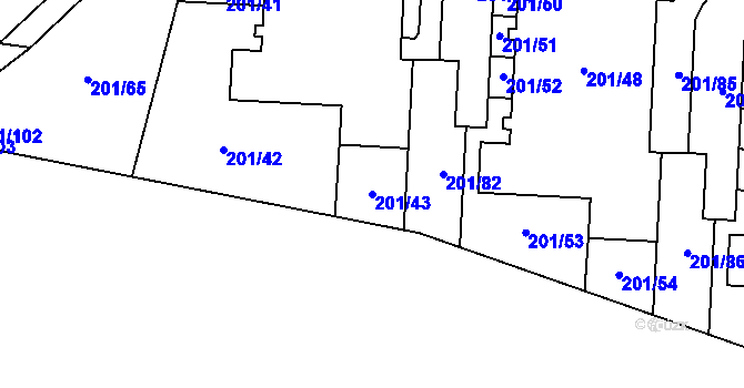 Parcela st. 201/43 v KÚ Lobzy, Katastrální mapa
