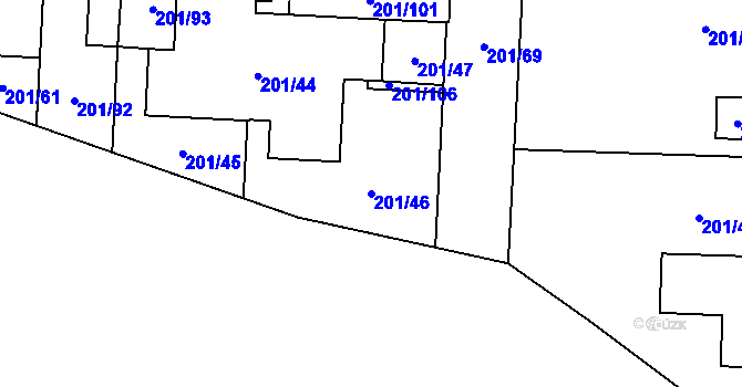 Parcela st. 201/46 v KÚ Lobzy, Katastrální mapa