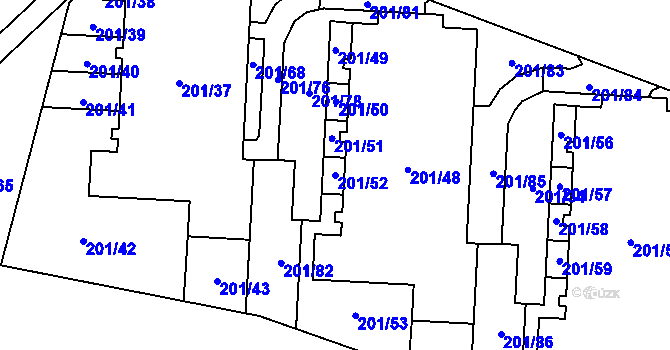 Parcela st. 201/52 v KÚ Lobzy, Katastrální mapa