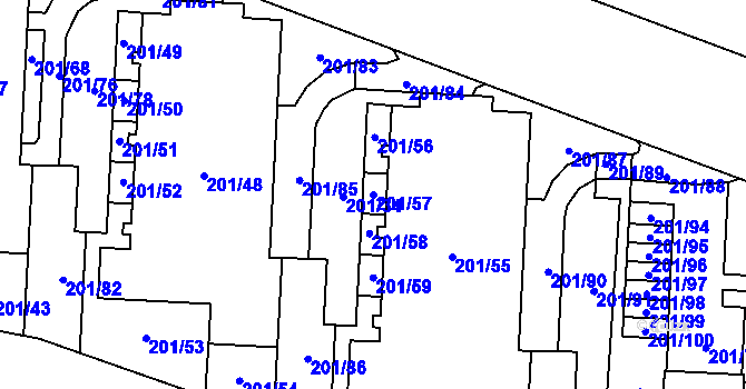 Parcela st. 201/57 v KÚ Lobzy, Katastrální mapa