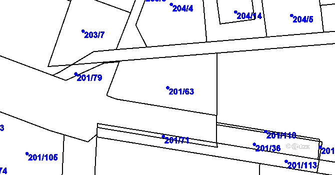 Parcela st. 201/63 v KÚ Lobzy, Katastrální mapa