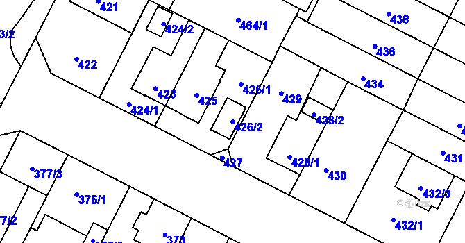 Parcela st. 426/2 v KÚ Lobzy, Katastrální mapa