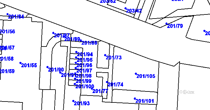 Parcela st. 201/73 v KÚ Lobzy, Katastrální mapa