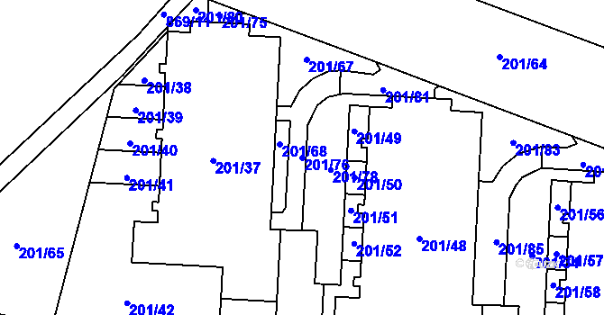 Parcela st. 201/76 v KÚ Lobzy, Katastrální mapa