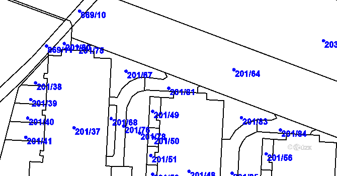 Parcela st. 201/81 v KÚ Lobzy, Katastrální mapa