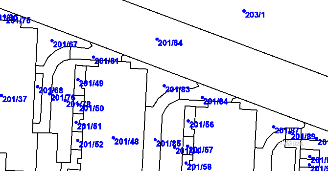 Parcela st. 201/83 v KÚ Lobzy, Katastrální mapa