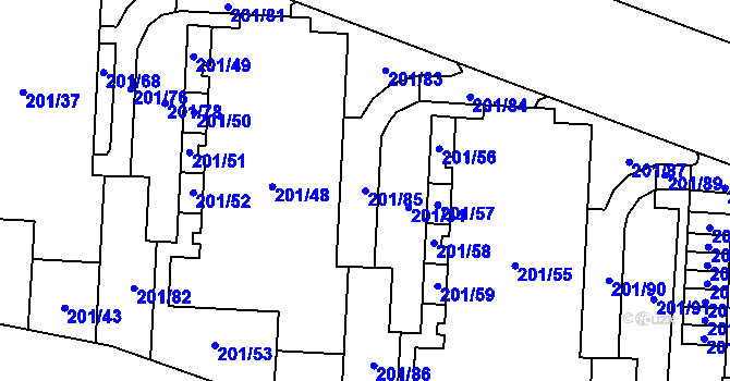 Parcela st. 201/85 v KÚ Lobzy, Katastrální mapa