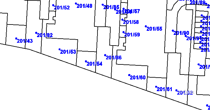Parcela st. 201/86 v KÚ Lobzy, Katastrální mapa