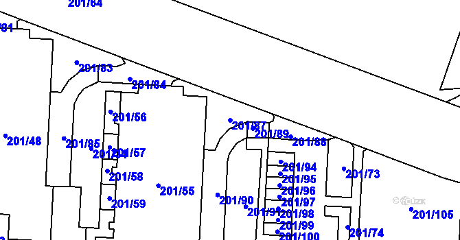 Parcela st. 201/87 v KÚ Lobzy, Katastrální mapa