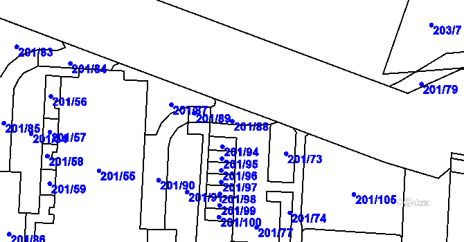 Parcela st. 201/88 v KÚ Lobzy, Katastrální mapa