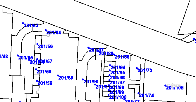 Parcela st. 201/89 v KÚ Lobzy, Katastrální mapa