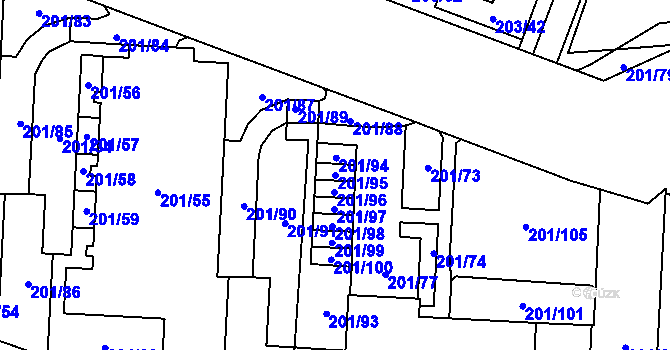 Parcela st. 201/95 v KÚ Lobzy, Katastrální mapa