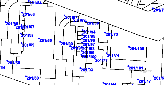 Parcela st. 201/97 v KÚ Lobzy, Katastrální mapa