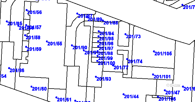 Parcela st. 201/98 v KÚ Lobzy, Katastrální mapa