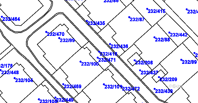 Parcela st. 232/418 v KÚ Lobzy, Katastrální mapa