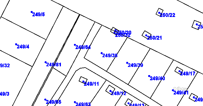 Parcela st. 249/38 v KÚ Lobzy, Katastrální mapa
