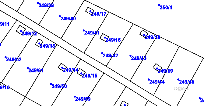 Parcela st. 249/42 v KÚ Lobzy, Katastrální mapa