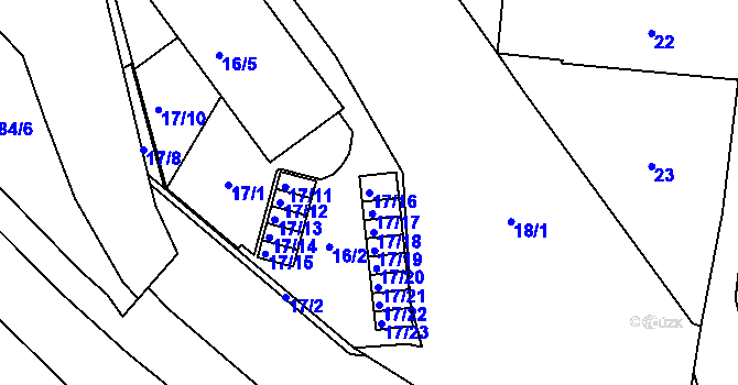 Parcela st. 17/16 v KÚ Lobzy, Katastrální mapa