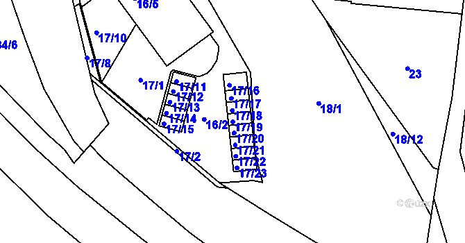 Parcela st. 17/19 v KÚ Lobzy, Katastrální mapa