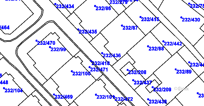 Parcela st. 232/436 v KÚ Lobzy, Katastrální mapa