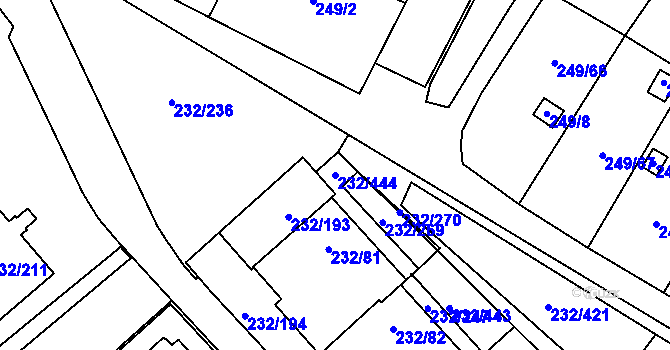 Parcela st. 232/444 v KÚ Lobzy, Katastrální mapa
