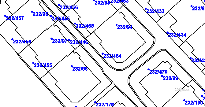 Parcela st. 232/464 v KÚ Lobzy, Katastrální mapa