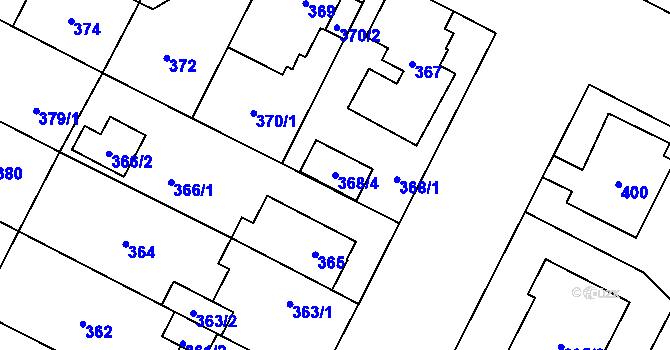 Parcela st. 368/4 v KÚ Lobzy, Katastrální mapa