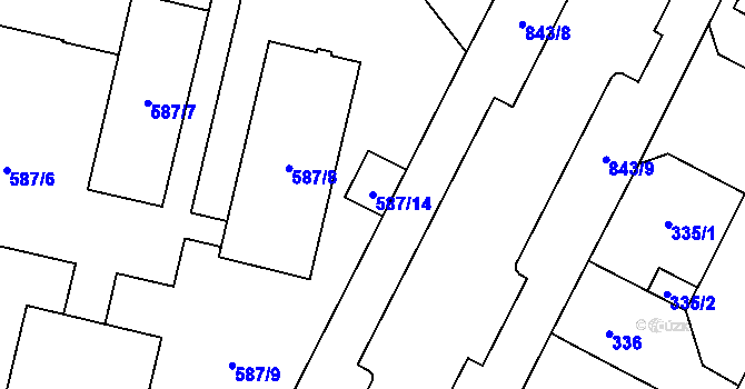 Parcela st. 587/14 v KÚ Lobzy, Katastrální mapa