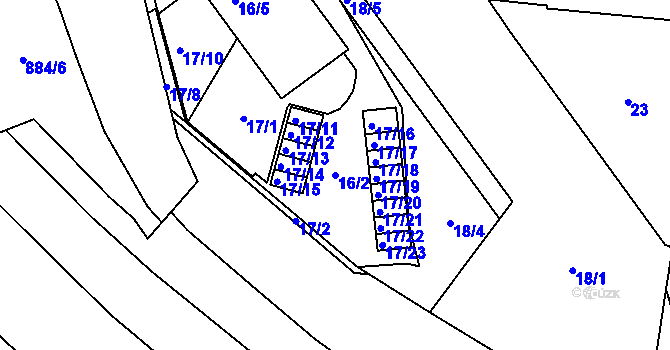 Parcela st. 16/2 v KÚ Lobzy, Katastrální mapa
